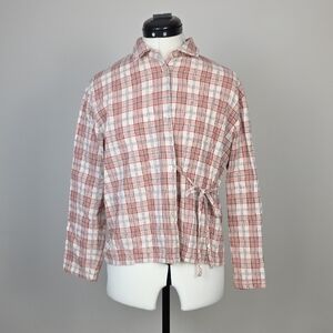 Livom Plaid Cotton Wrap Blouse – Size M (Made in India)